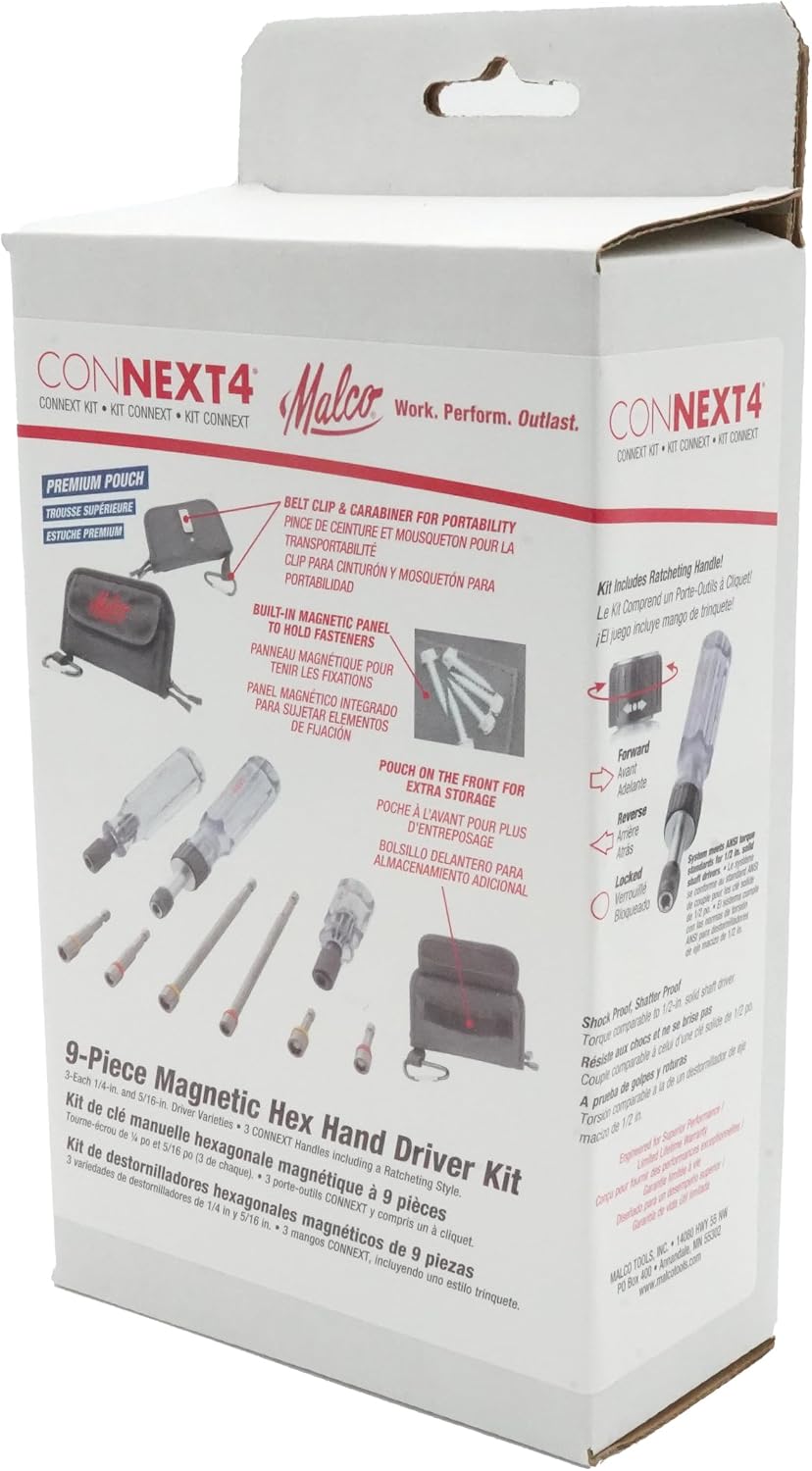 Kit destornillador hexagonal magnético 9 pzas caja negra
