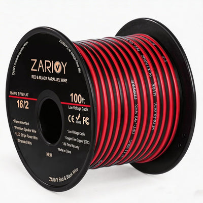 Cable eléctrico 16 AWG 100pies rojo y negro para LED y automóviles