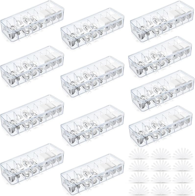 Caja organiz. cables 12 pzas con bridas plástico