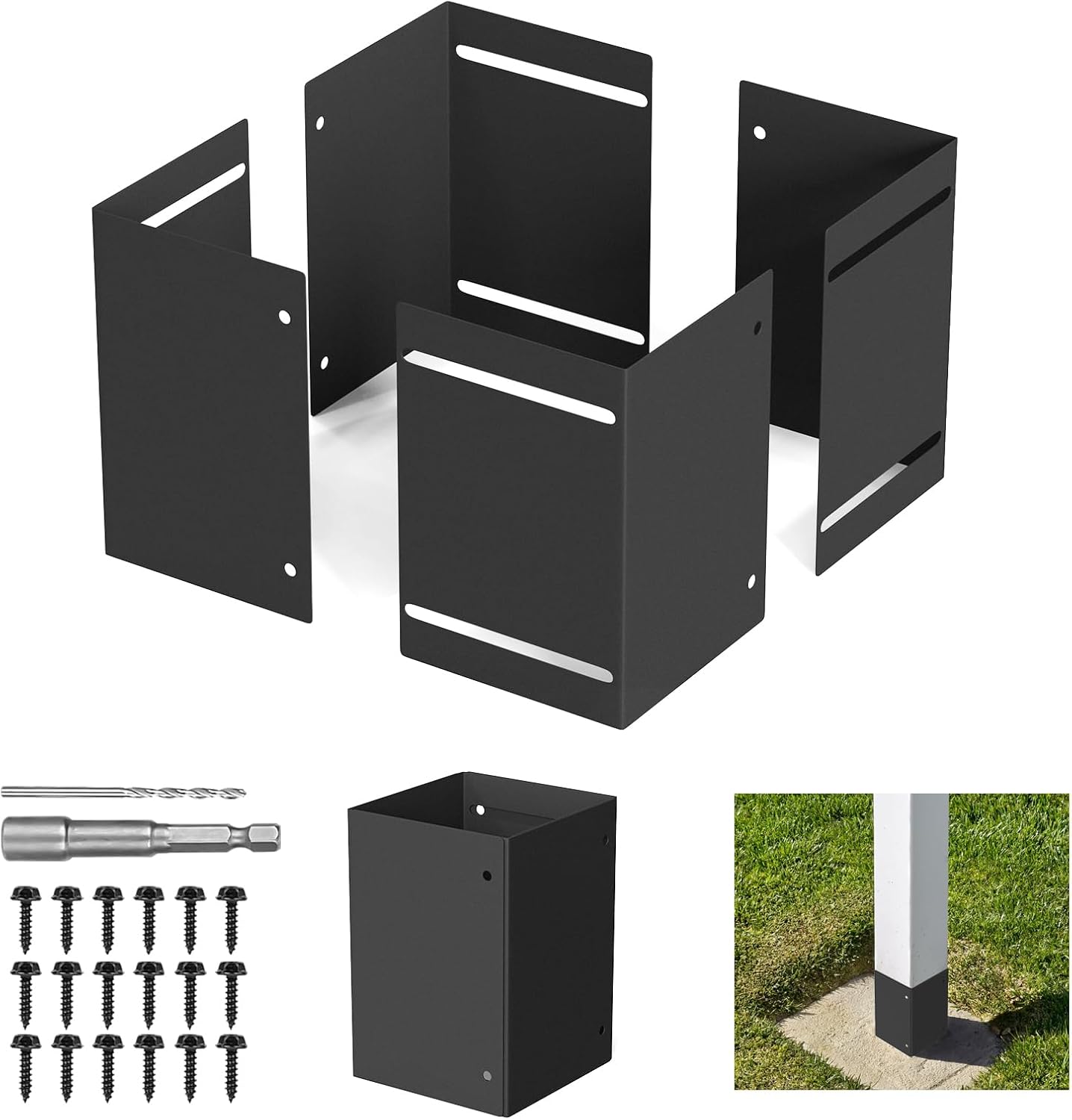 Protector poste acero inox para buzón madera