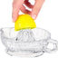 Exprimidor manual de vidrio con mango y boquilla para cítricos