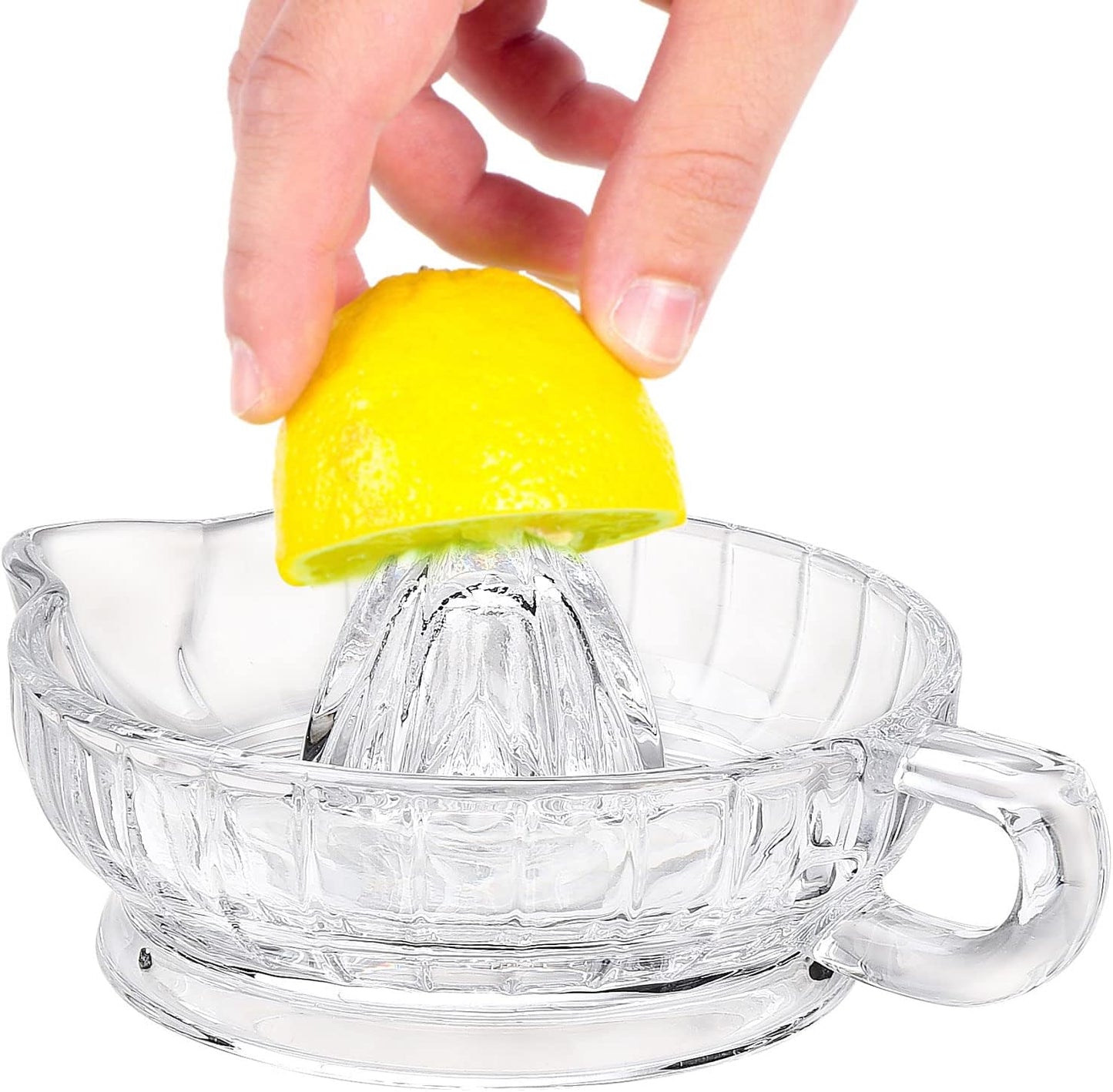 Exprimidor manual de vidrio con mango y boquilla para cítricos
