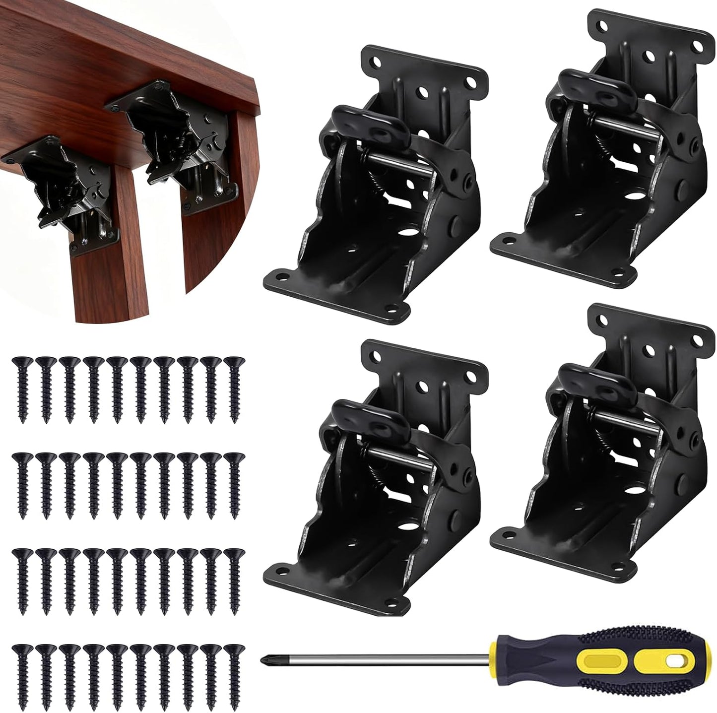 4 Soportes plegables patas mesa bisagras 0-90°