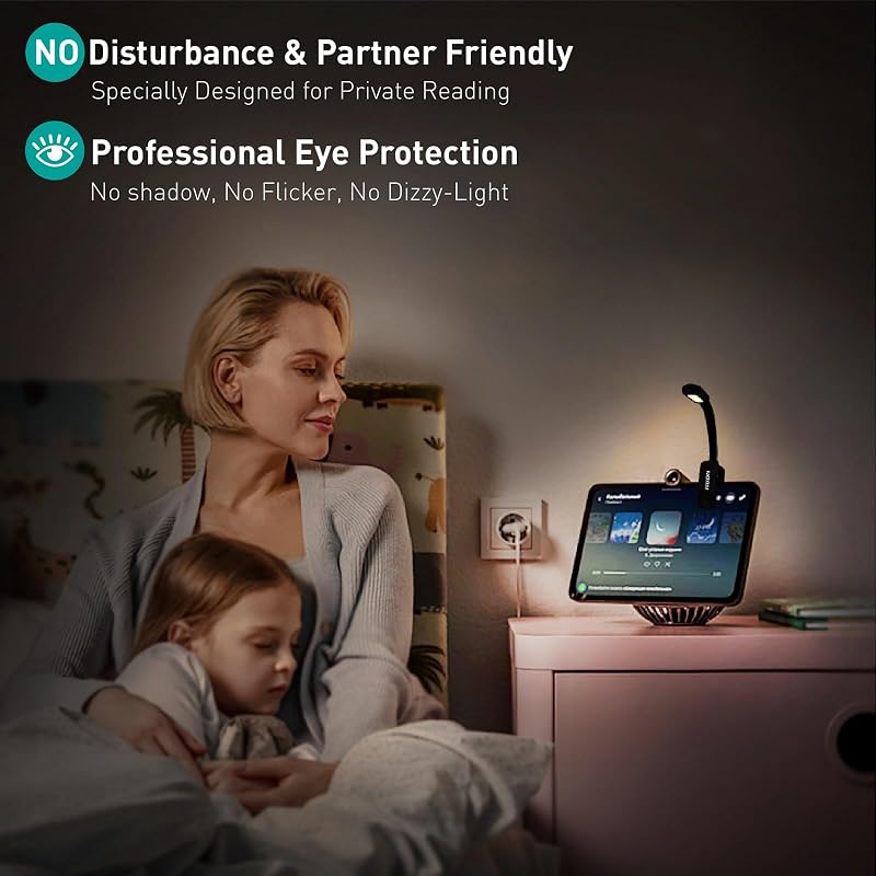 Luz libro recargable 9 LED con 9 temperaturas USB-C ultra delgada