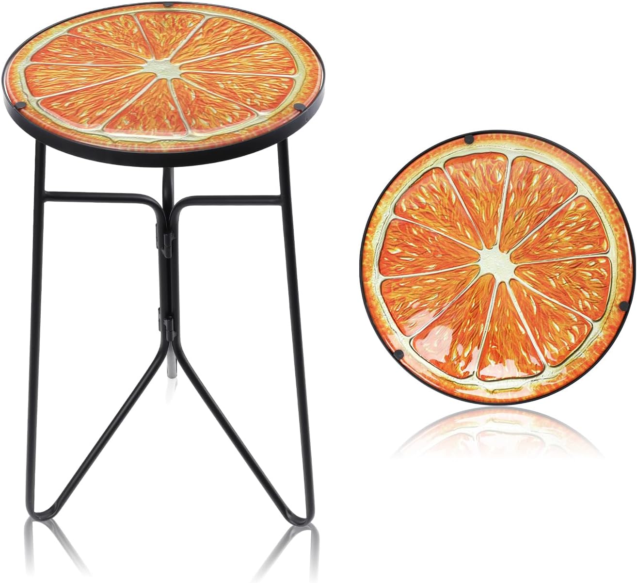 Mesa centro exterior de vidrio 12" color naranja