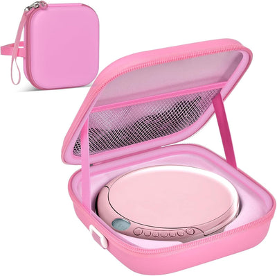 Funda portátil reproductor CD con cinturón rosa