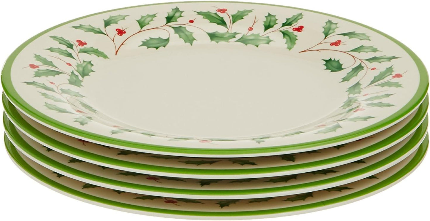 Set 4 Pzas Platos Melamina 12pulg Cubicas Navideñas