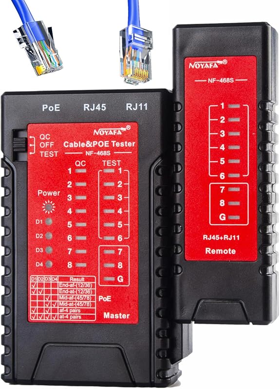 Probador cables red RJ11 RJ12 RJ45 CAT5 CAT6 POE