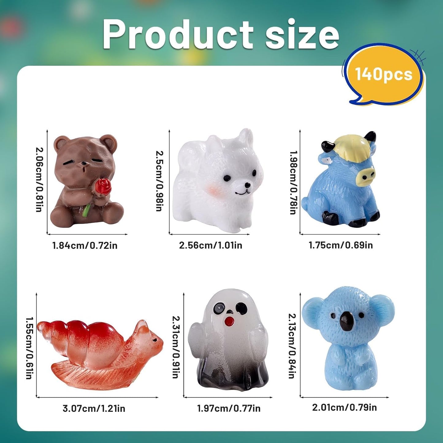 140 Mini Figuras Animales para Decoración de Muñecas