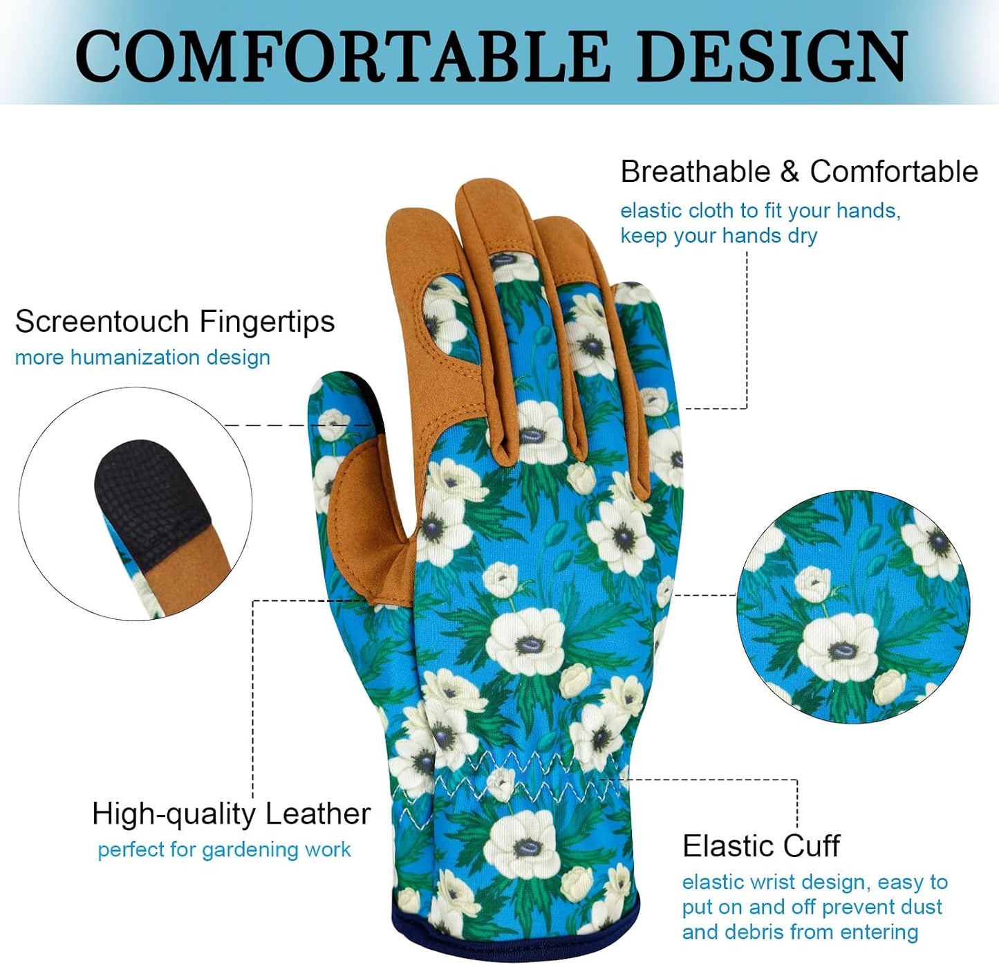 Guantes jardinería cuero mujer antiespinas tactil