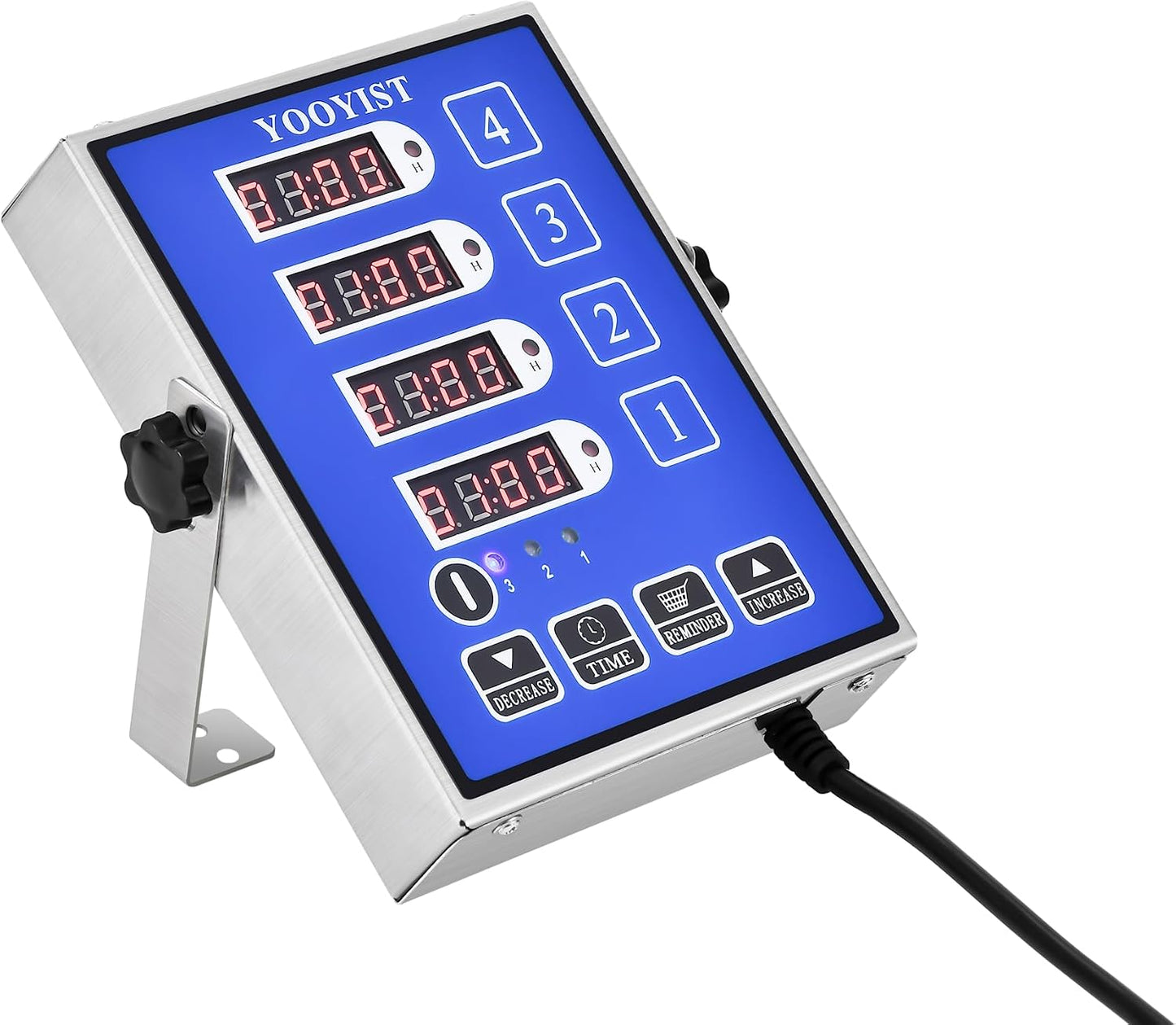 Temporizador cocina digital 4 canales acero inox LED azul