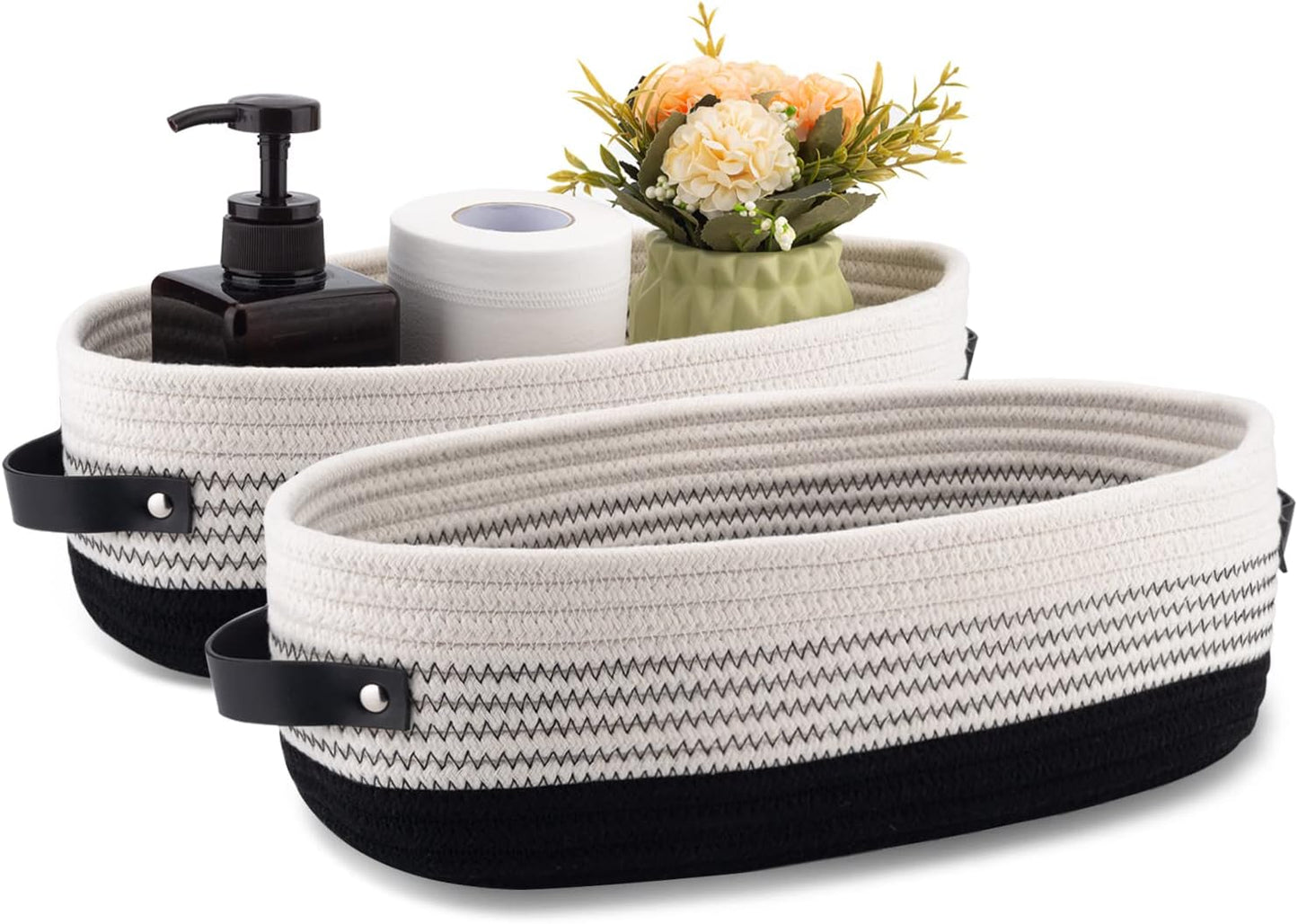 2 Cestas Algodón para Inodoro Decoración Rústica Negro