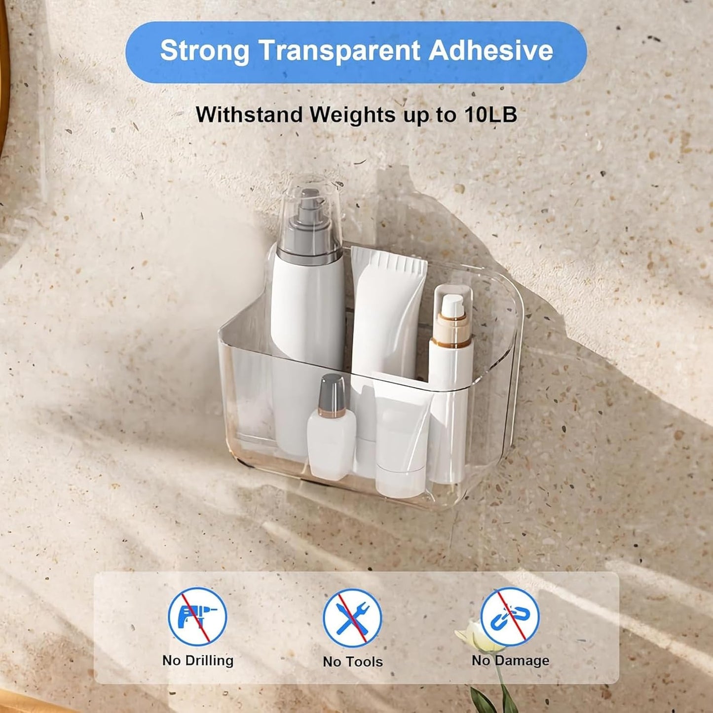 Organizador acrílico autoadhesivo para pared baño cocina