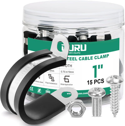 15 Pzas abrazaderas cable acero inox 1" aisladas