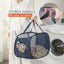 Cesta malla resistente para ropa sucia con bolsillo gris