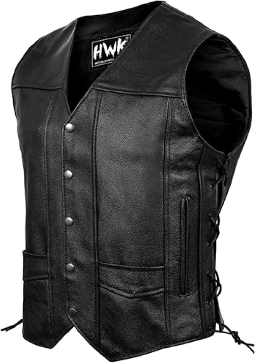 Chaleco cuero motociclista con bolsillo oculto para todo