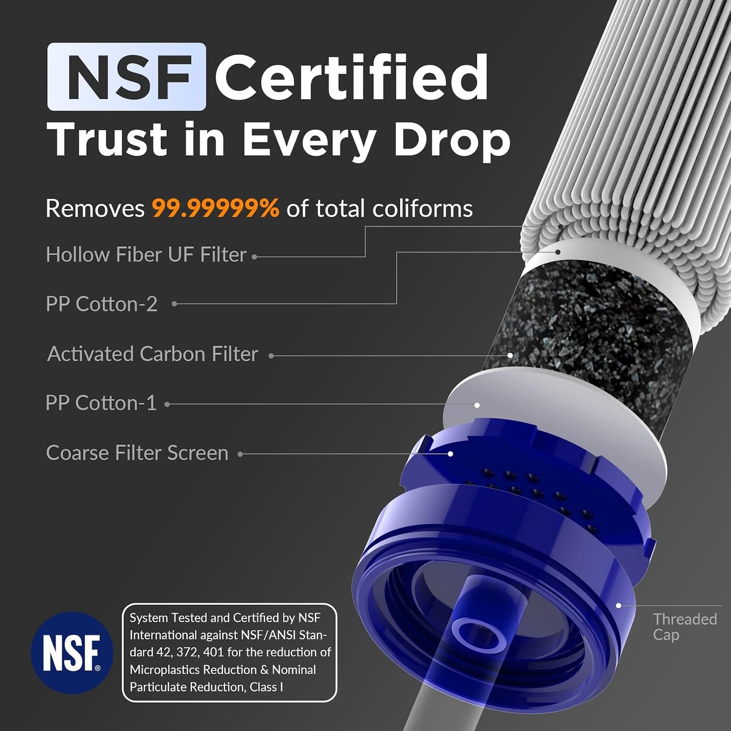 Filtro agua paja S1 certificado NSF portátil