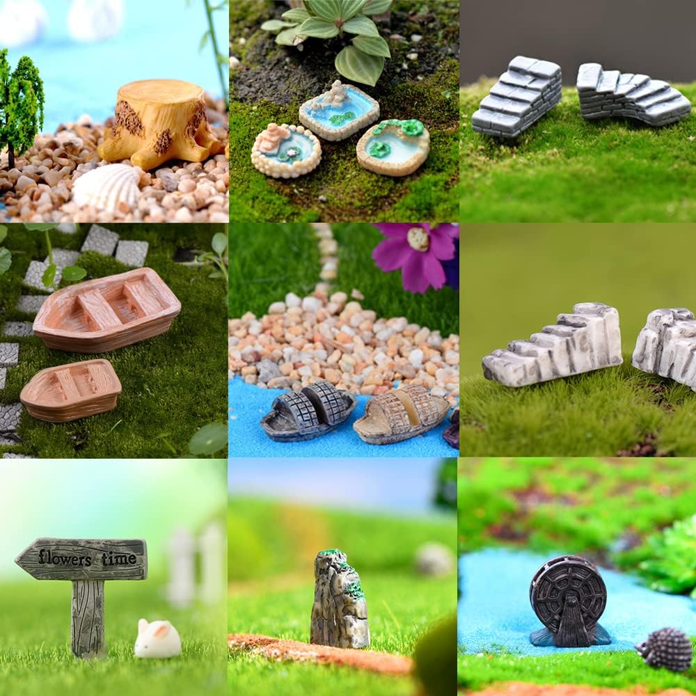 Set 20 Pzas Accesorios Jardín de Hadas Resina Miniatura
