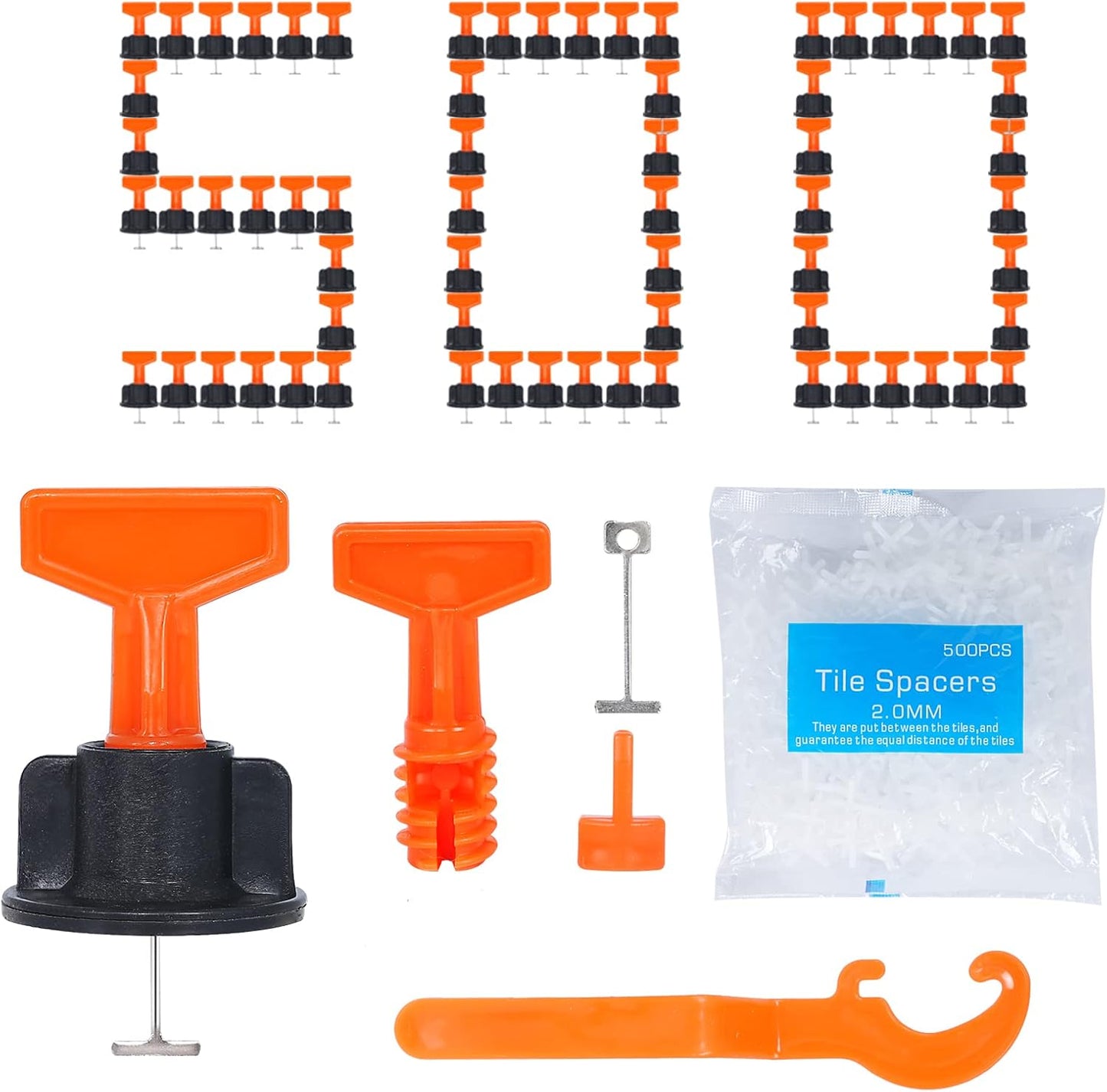 Kit nivelación azulejos 500+2000 espaciadores 1/16 acero
