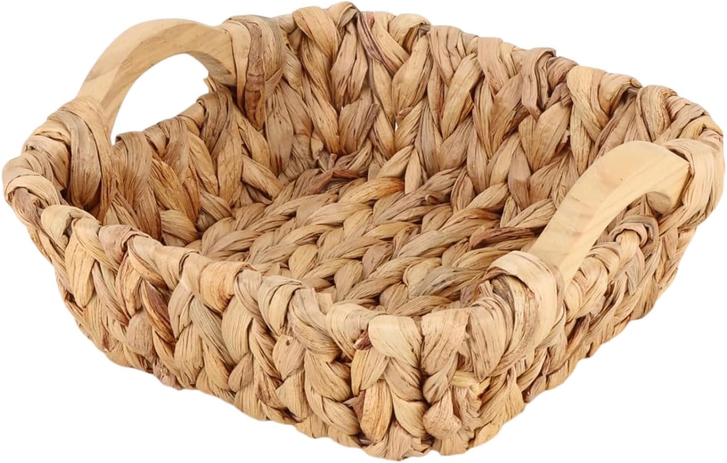 Cesta cuadrada jacinto asas madera organiz. estante