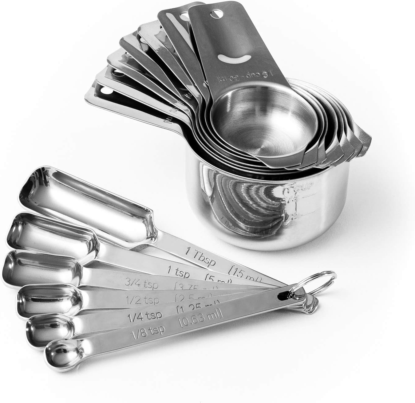Set 13 Pzas Tazas y Cucharas Medidoras Acero Inox