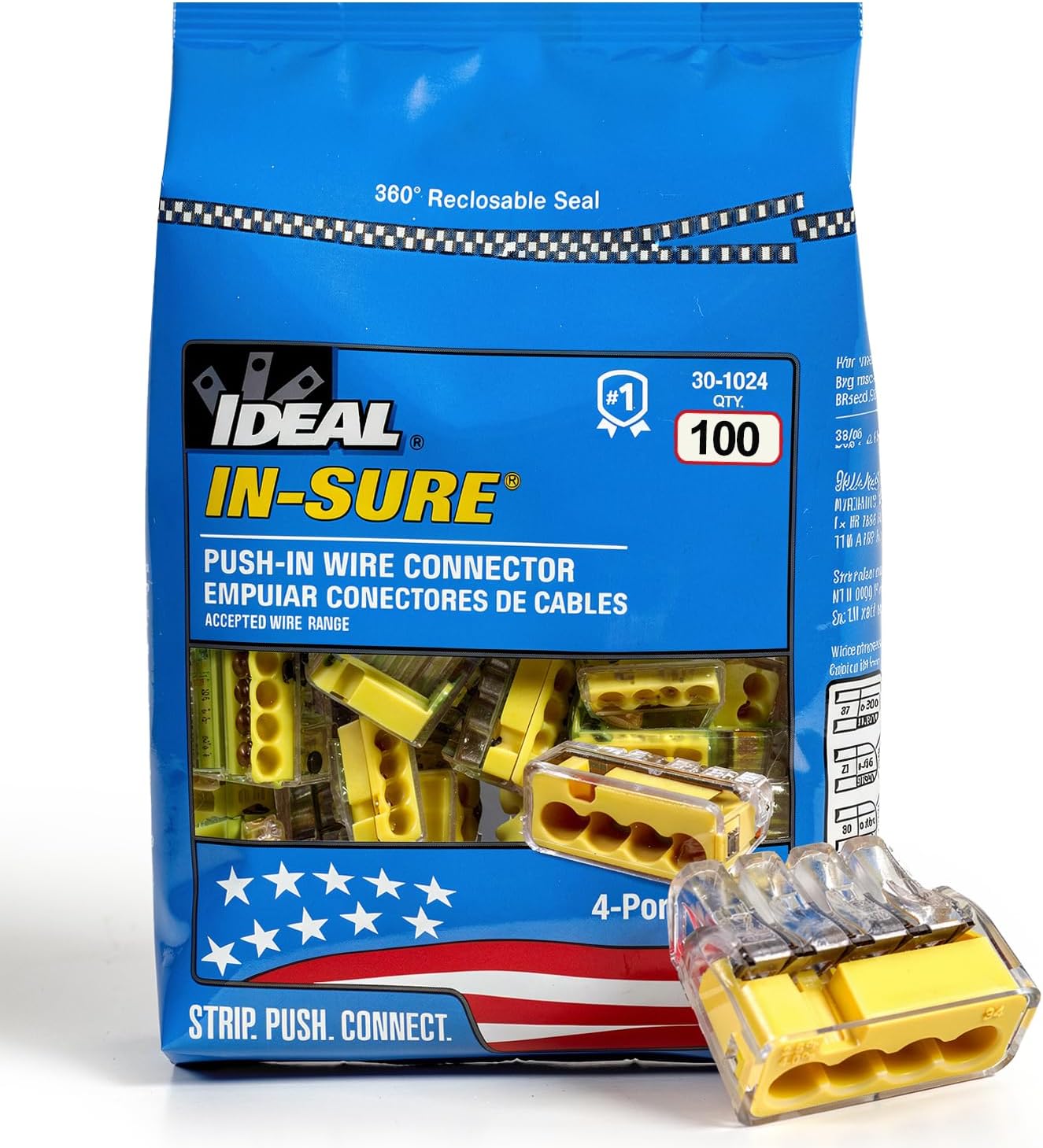 Conectores cable In-Sure 4 puertos 12-20 AWG amarillo pack 100