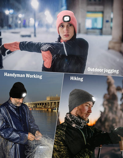Gorro LED unisex recargable USB manos libres