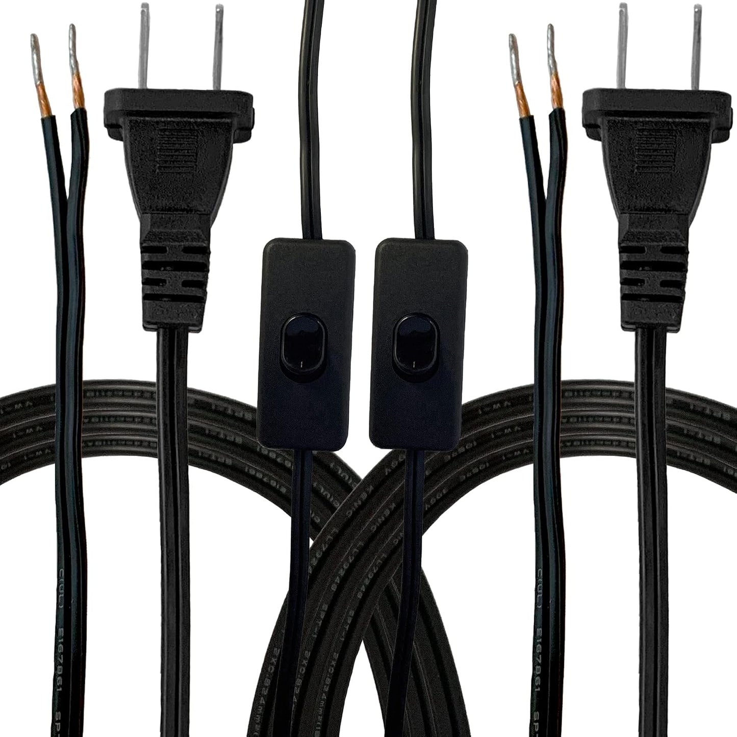 Cable lámpara con interruptor SPT-1 8ft negro pack 2
