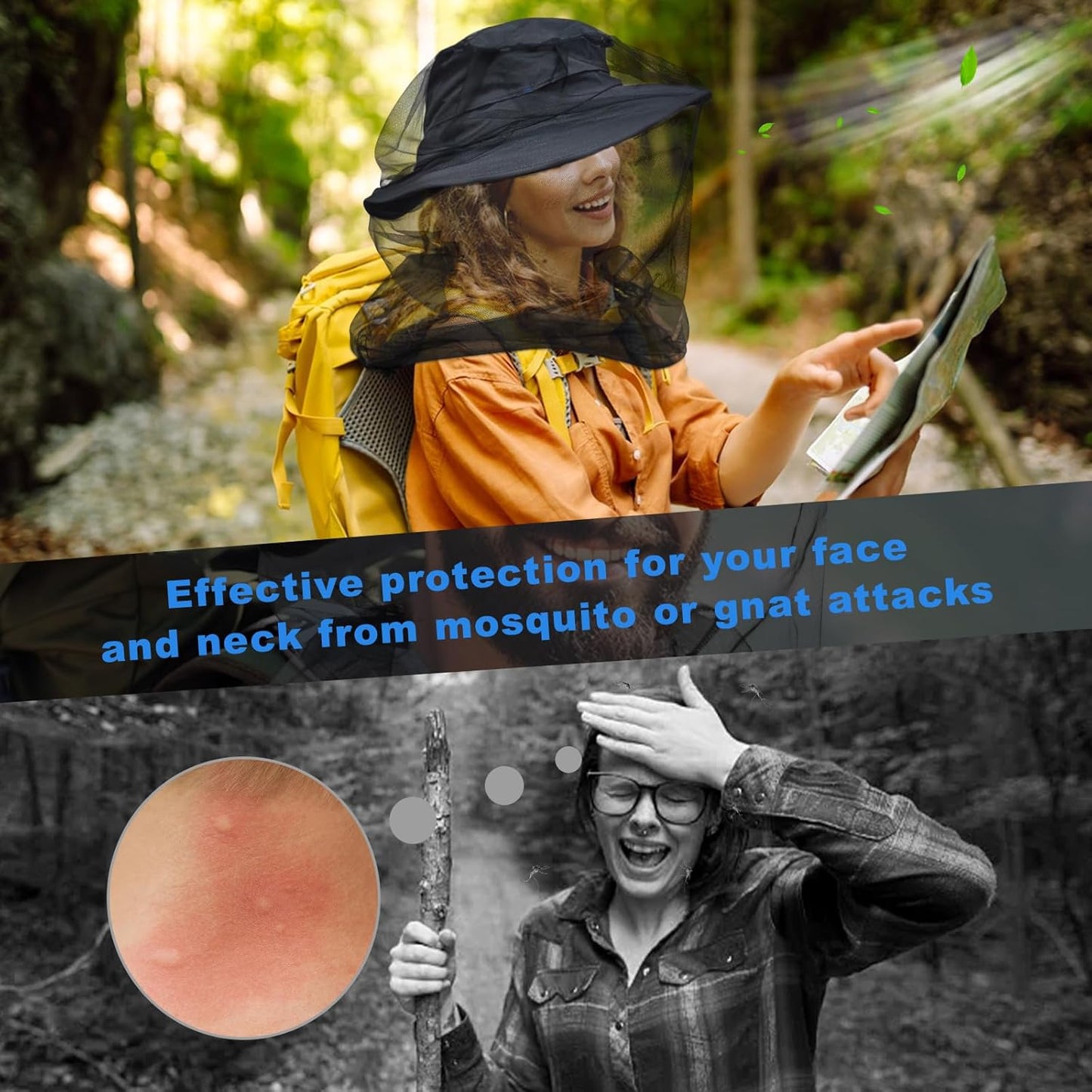 Mosquitera para cabeza paquete 2 agujeros finos acampar senderismo