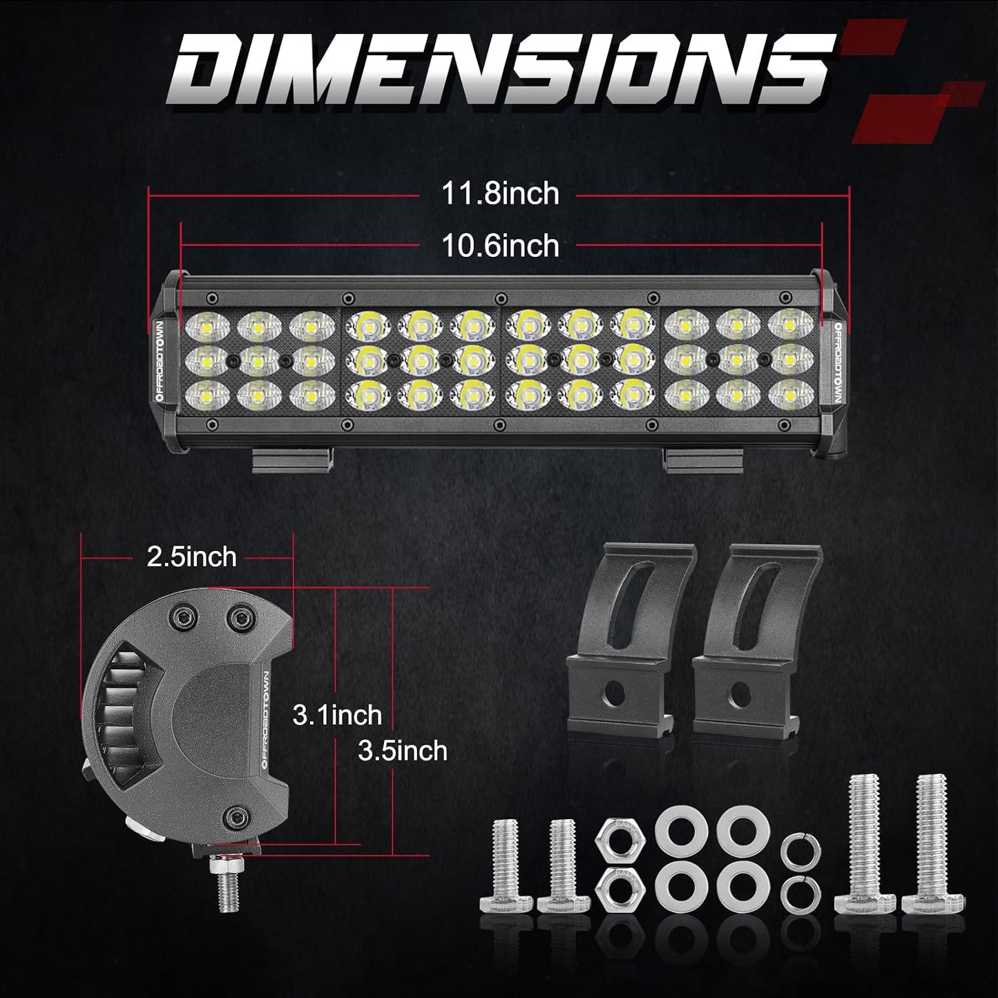 Barra LED 12" todo terreno 108W para Jeep