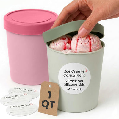 Recipientes helado 1qt reutilizables congelador 2pzas