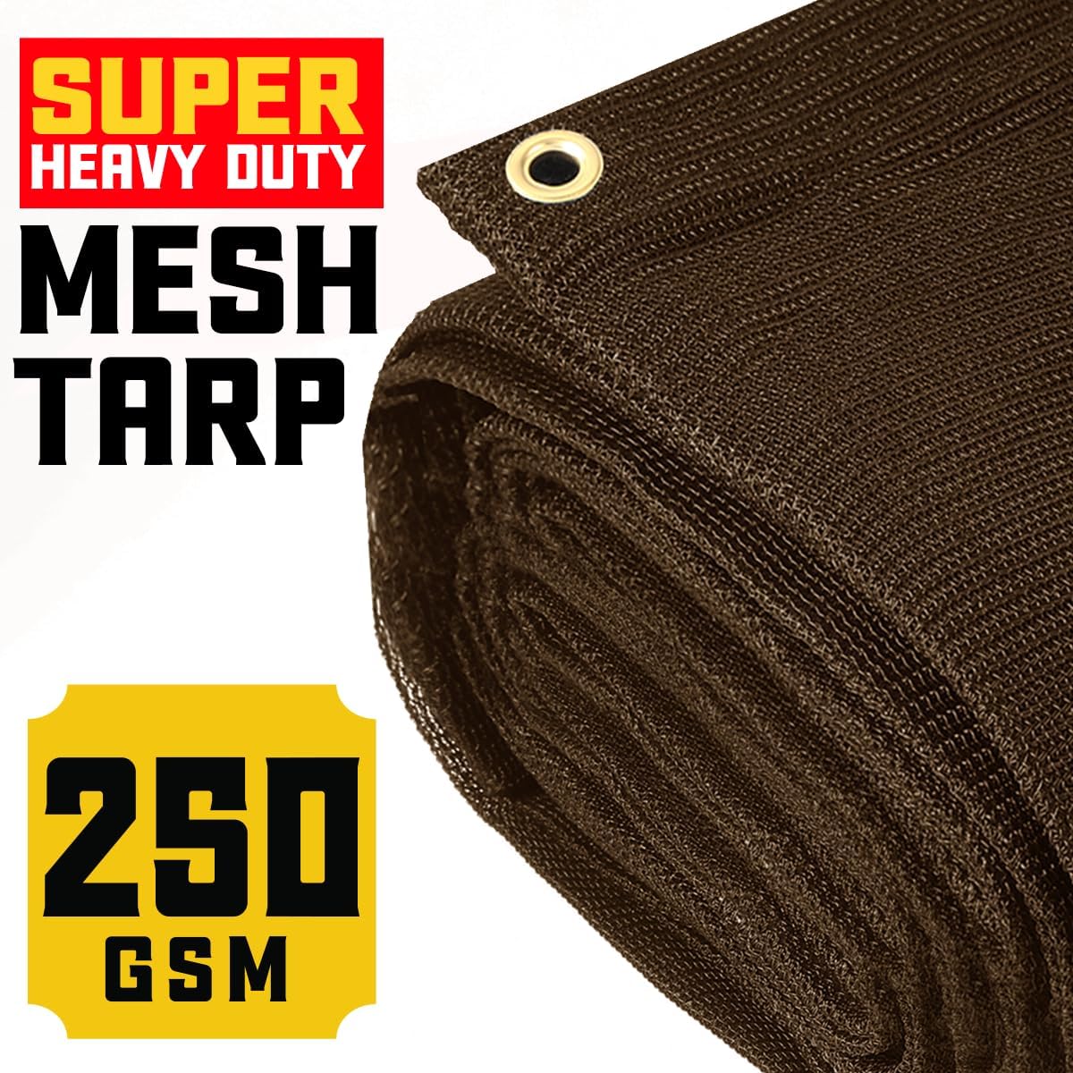Tela sombra 60% marrón 12x50pies malla resistente jardín