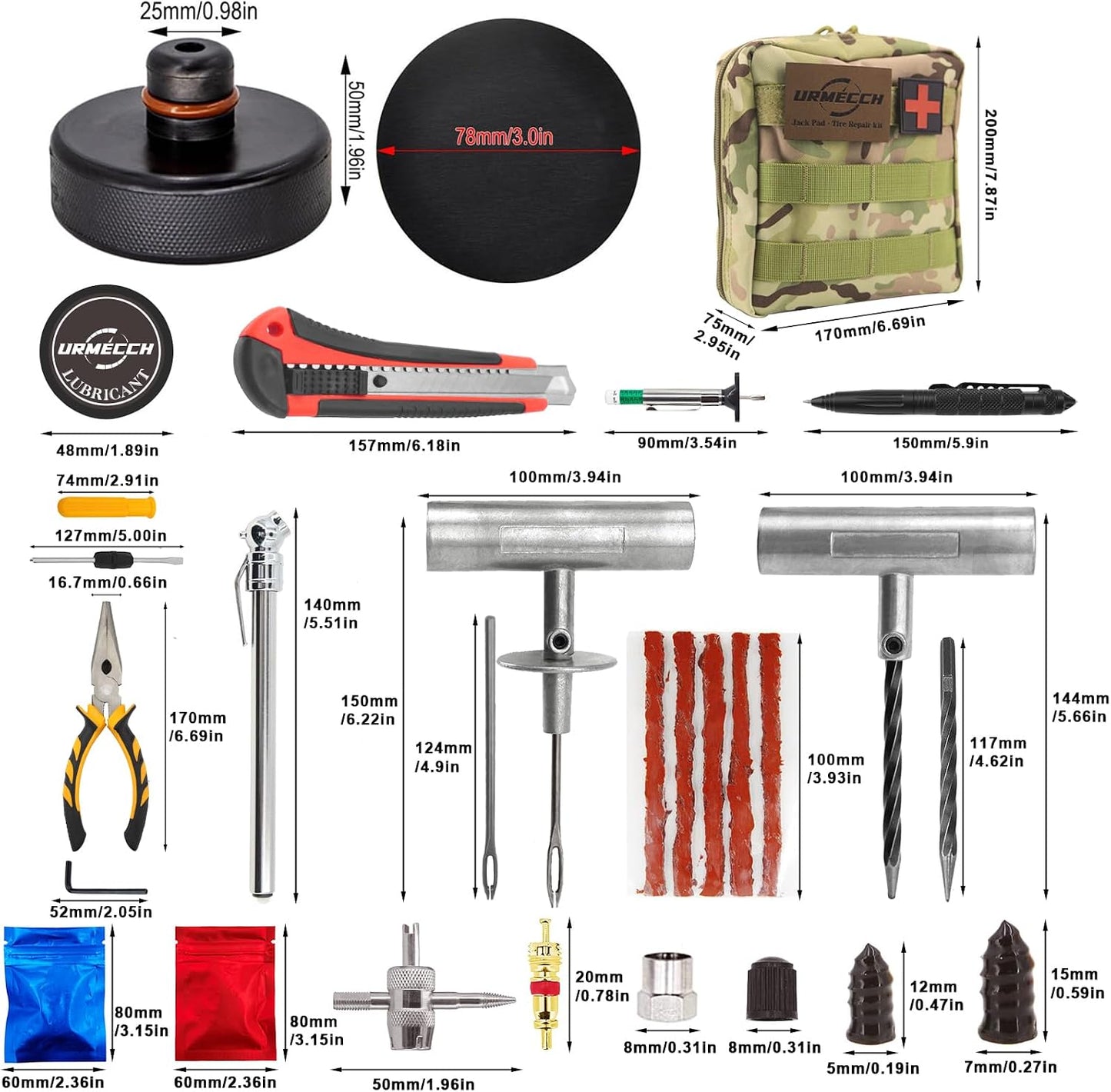 Kit reparación neumáticos Tesla Model 3/Y/S/X 4 discos jack