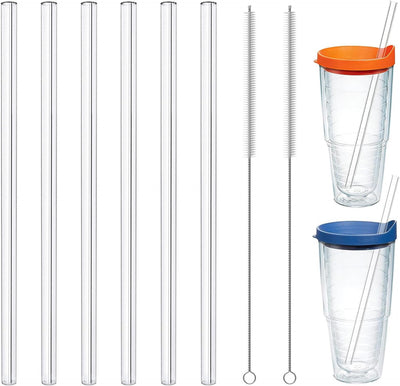 Pajitas repuesto compatibles con vasos Tervis 24 oz, popotes Tritan reutilizables transparentes con cepillos