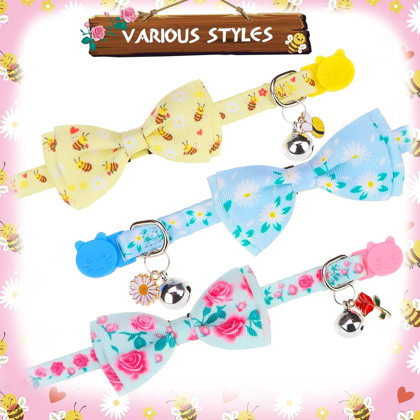 Collar gato ajustable con campanas disfraz corbatín