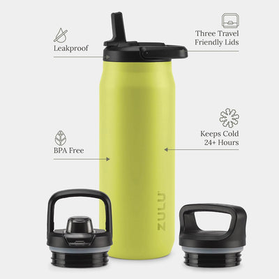 Botella acero inox 32oz con 3 tapas pajita boquilla asa