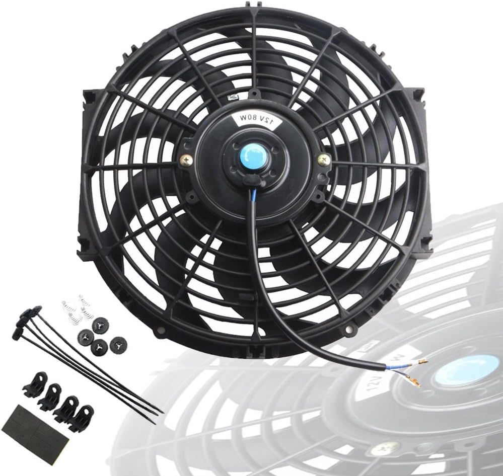 Set 2 Ventiladores Eléctricos 12V 12" Negro
