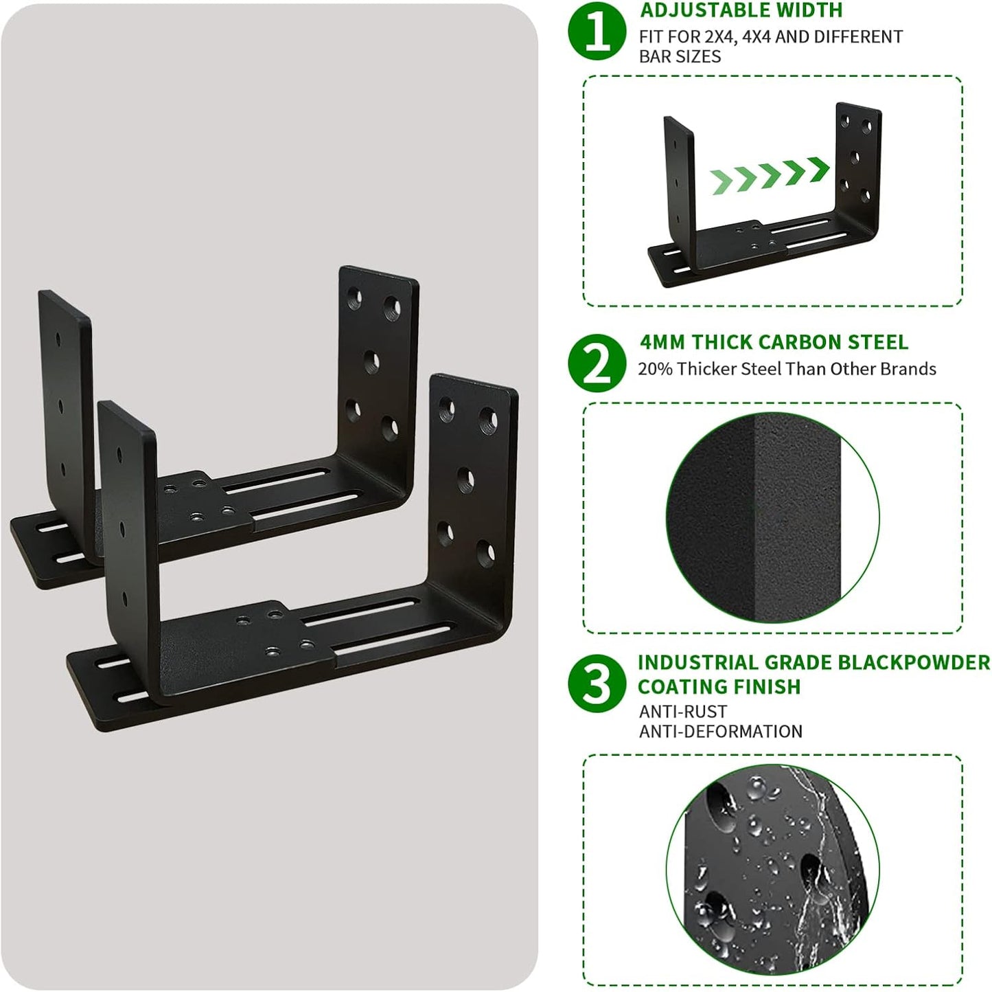Soporte puerta seguridad acero carbono ajustable 2x4