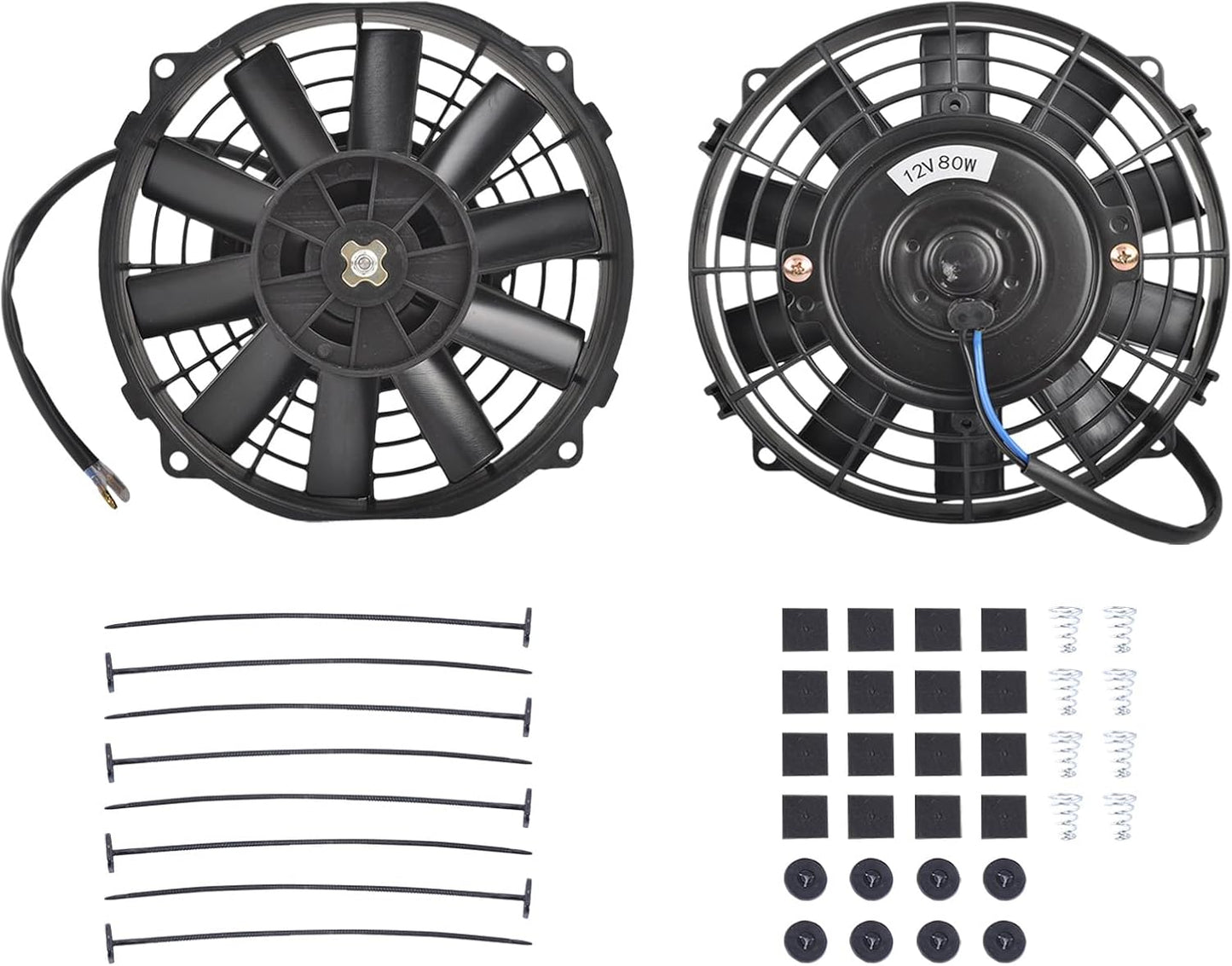 2 Kit montaje ventilador radiador 7" 12V 80W negro
