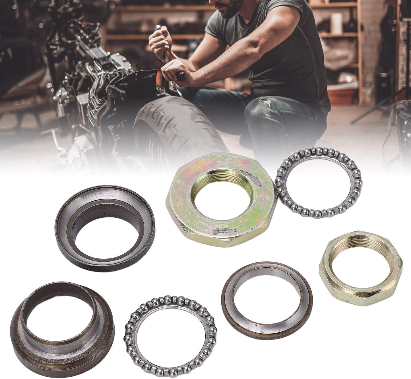 Kit rodamientos vástago dirección motocicleta acero
