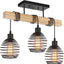 Lámpara techo madera 3 luces industrial dormitorio