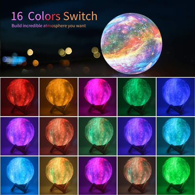 Lámpara Nocturna Niños 16 Colores Soporte Madera USB