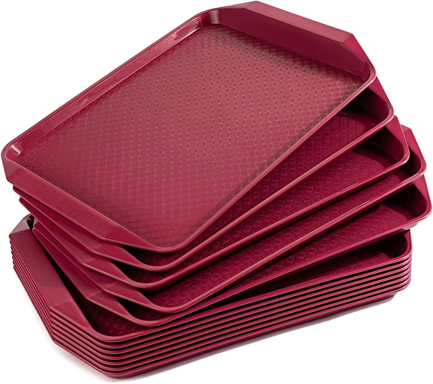 Bandeja plástico comida rápida 16.7x11.8pulg set 12 rojo vino