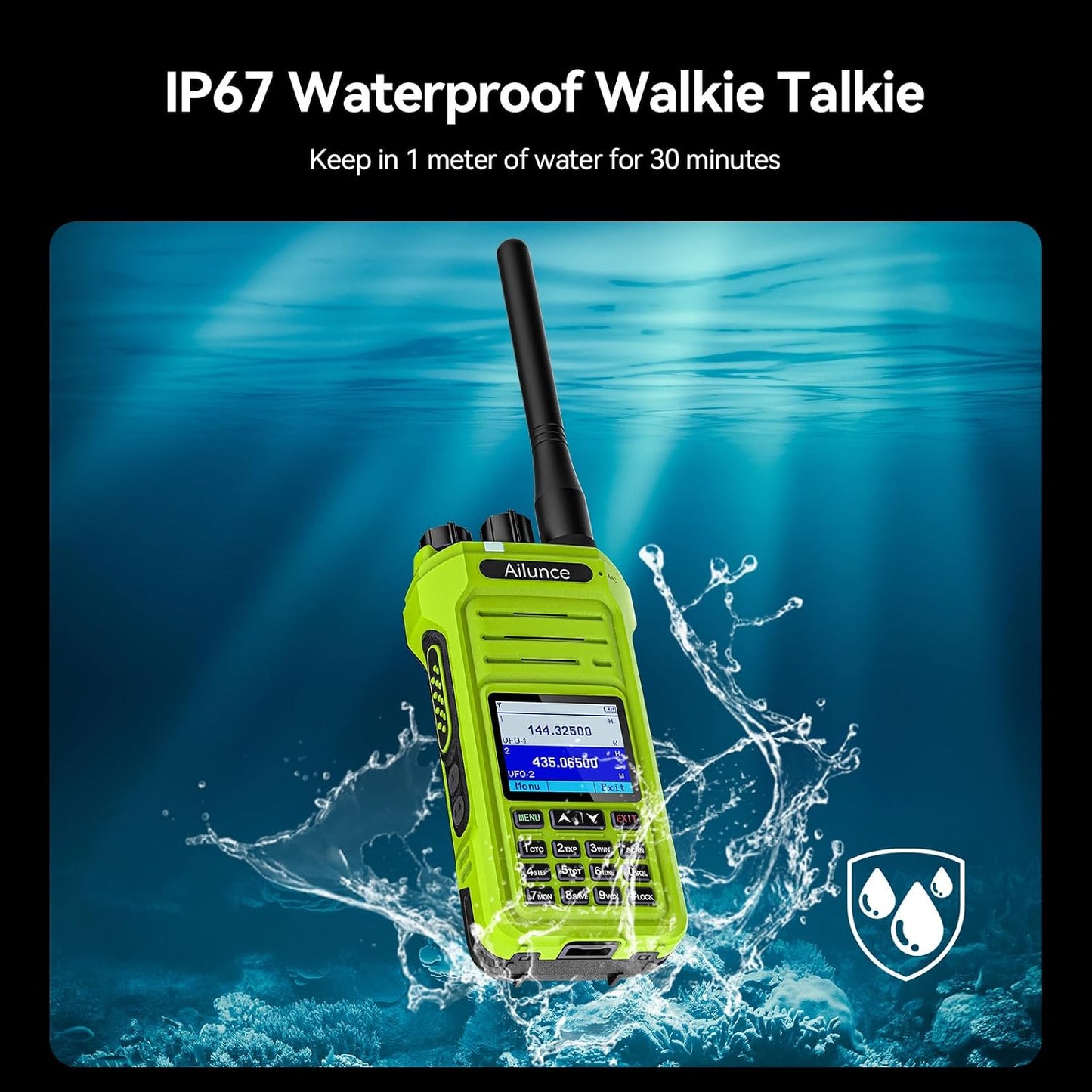 Radio GMRS impermeable IP67 USB-C 2800mAh campamento