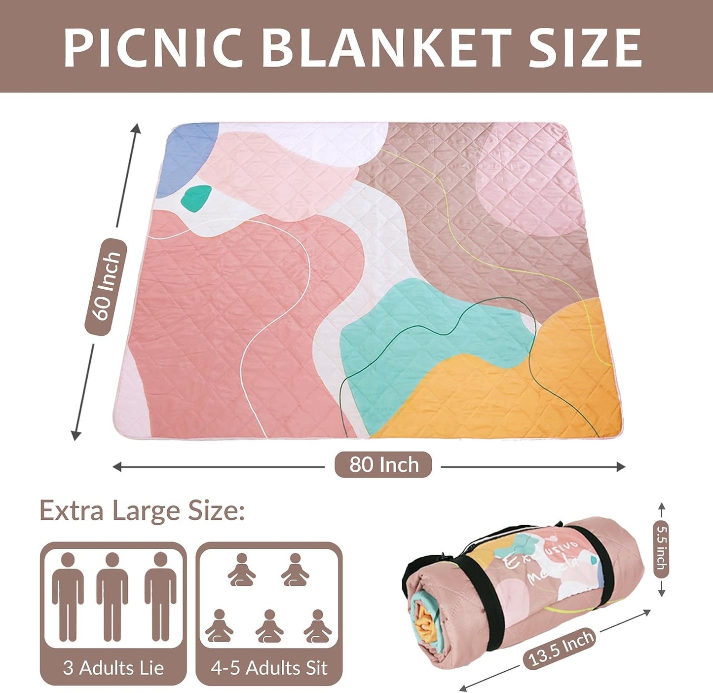 Manta picnic impermeable 60x80pulg poliéster floral multicolor