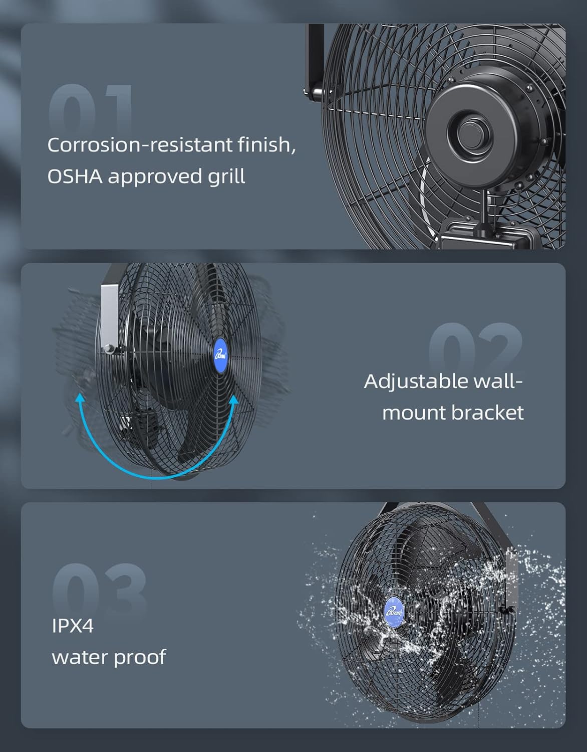 Ventilador pared 18pulg 6360cfm 3 velocidades industrial