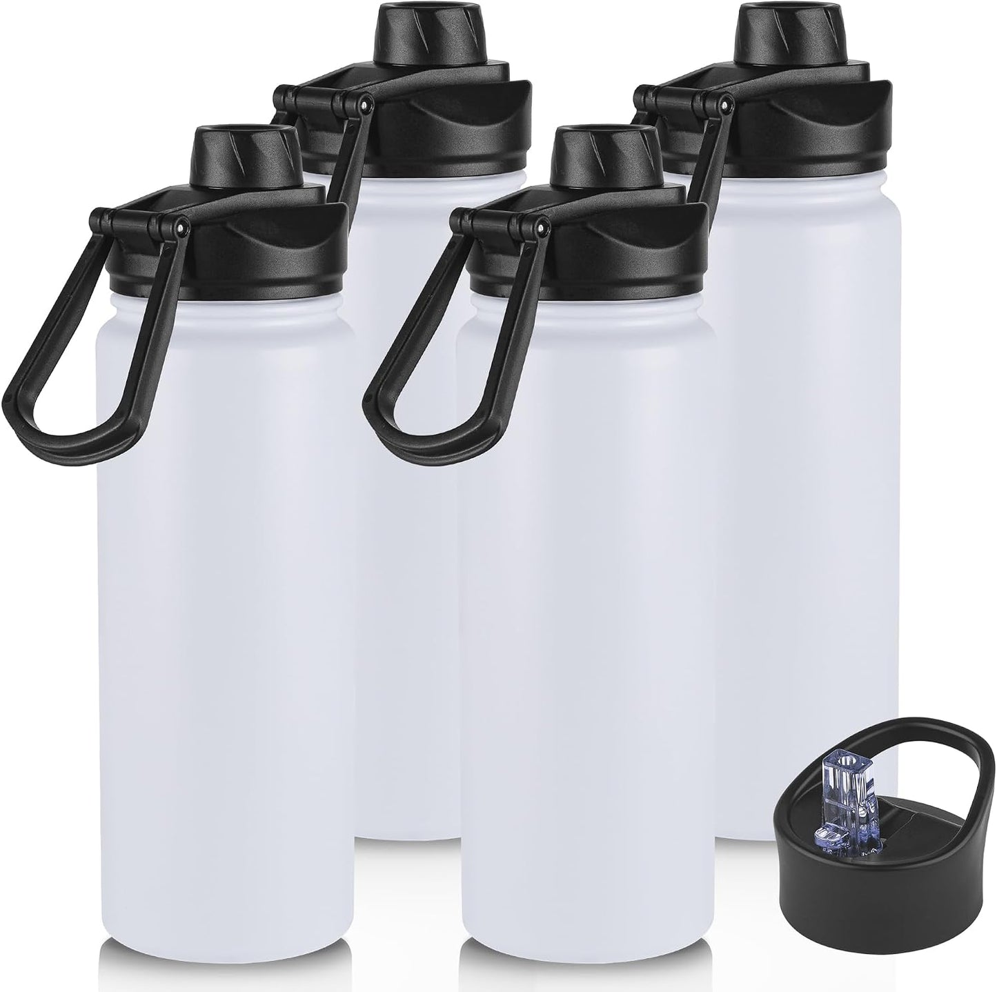 Botella agua acero inox doble pared con popote 710ml