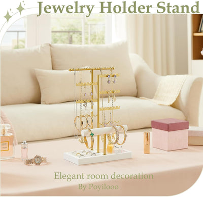 Soporte joyas 3 niveles con bandeja anillos collares aretes