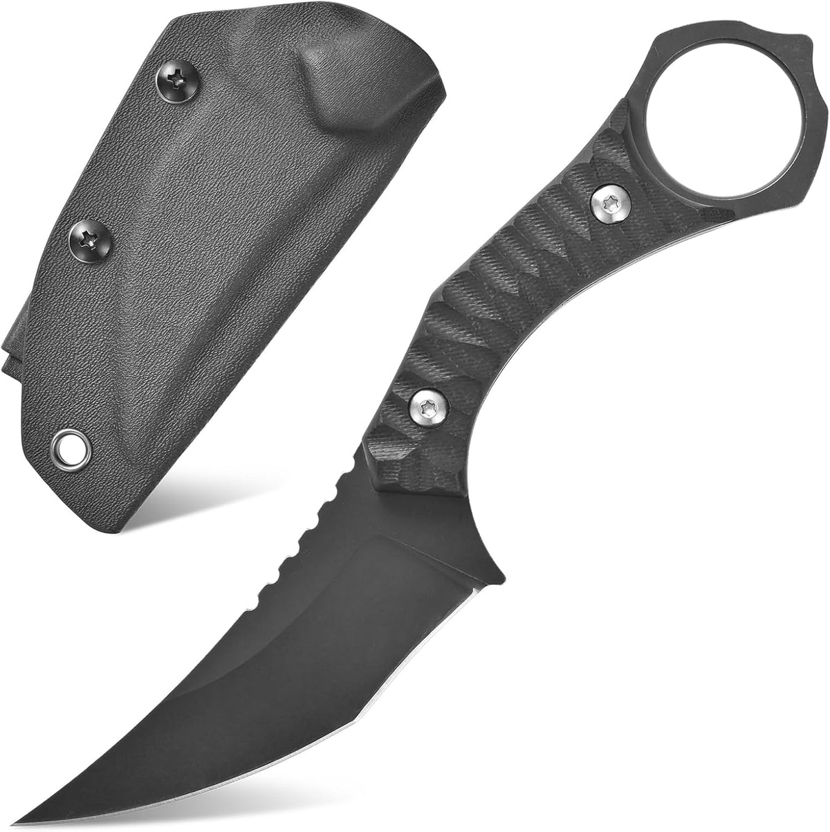 Cuchillo fijo D2 acero G10 mango Kydex funda EDC para acampar