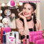 Bolsa maquillaje acolchada 3 pzas rosa intenso